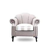 クラシックデモダン【シェルファ】一人掛け 貝殻モチーフソファ（ベージュ&amp;ストライプ/ファブリック×ブラック）アンティーク ビンテージ ロマンティック かわいい おしゃれ プリンセス 姫系 エレガント【搬入・設置サービス】VS1F21