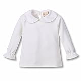 女の子 長袖 Tシャツ ブラウス 子供服 トップス シャツ 厚手 可愛い キッズ服 着まわし 秋冬 白い 無地 (86)