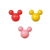 アルファタカバ ディズニー ミッキー取っ手シリーズ ツマミつまみ 3個セット レッドイエローピンク