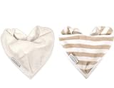 2 Pack Water Resistant Organic Cotton Bandana Bibs 0-2 years (Snow/Snow Stripes) by Silly Billyz [並行