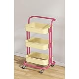 CFGZC キッチンワゴン キャスター付きワゴン サイドワゴン ベビーワゴン 収納ワゴン スチールワゴン キッチンカート ワゴン スリム ワゴン 収納 ワゴンラック 組立簡単収納 白い カラー29 バスケットラック 1