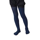 (靴下屋)kutsushitaya キッズ 80デニールスポンディッシュタイツ135cm(125〜145cm) インクブルー