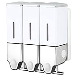 【累計10万本出荷】PREMM シャンプーディスペンサー マグネット シャンプーボトル 壁掛け (ホワイト, トリプル 550ml x 3)