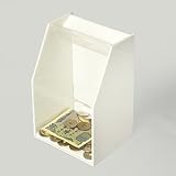 アクリルスライド募金箱/前面クリア　他白(不透明)/鍵付　W12cm/D9.7cm/H17.9cm