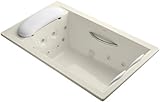 KOHLER K-1365-H2-47 River Bath 75-Inch X 45-Inch Drop-In Whirlpool Bath with Chroma Therapy, Faucet 