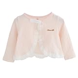 女の子　ボレロ　70　80　90　100　カーディガン　ポンチョ　ベビー　赤ちゃん　子供　乳幼児　（白　ピンク　2色）レース　綿　結婚式　パーティー　誕生日 [並行輸入品]