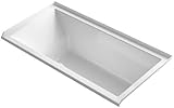KOHLER 1121-RW-0 Underscore 60-Inch x 30-Inch Alcove Bath with Bask Heated Surface, Tile Flange, and