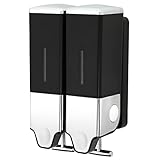 【累計10万本出荷】PREMM シャンプーディスペンサー マグネット シャンプーボトル 壁掛け (ブラック, ダブル 550ml x 2)