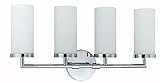Cal Lighting la-8504 / 4 Bath Vanity With曇りガラスシェード、Brushed Steel Finish