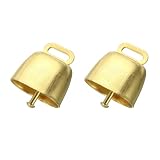 PATIKIL 1.4 x 2.4 x 1.4" ミニカウベル アイアン製 ビンテージスタイル メタルフェスティブベル 動物 紛失防止用 カウベル2個セット 金