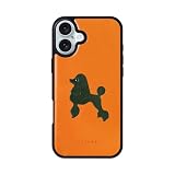 COGURE スマホケース iPhone16Plus用 ケース 本革 イタリアンサドルレザー 犬 犬柄 dog プードル 耐衝撃 シンプル かわいい おしゃれ ギフトボックス付き COTPoo 犬柄A オレンジ