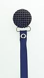 Navy Quilted Crystal Solid Ribbon Pacifier Clip by Crystal Dream