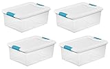 Sterilite 19889804ストレージボックス、ホワイト、カバー&クリアベースラッチ70クォート/ 66liter、4 -パック 15 Quart (4-Pack)