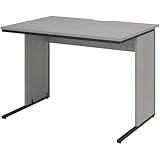 オフィスコム オフィスデスク 平机 幅1000×奥行700×高さ700mm 配線スリット スチール脚 ワークデスク 事務机 グレイッシュ Z-LWD-1070-GRS