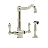 Rohl A1679LMWSSTN-2 Country Kitchen Single Hole Faucet with Metal Levers Sidespray and Column Spout,