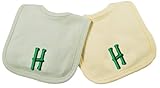 Princess Linens Embroidered Cotton Knit Bib Set - Yellow/Sage, H by Princess Linens
