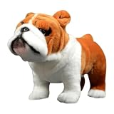 lilizzhoumax ブルドッグぬいぐるみ リアルな犬のぬいぐるみ スーパーソフトぬいぐるみ 女の子のおもちゃ 子供用 室内装飾 (ブラウン11.8インチ), ブラウンとホワイト。