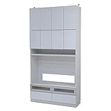 JKプラン Alnair　リビング収納庫 壁面収納庫（鏡面仕上げ） テレビ台 上ラック付き 幅120cm ホワイト FAL-0019SET-WH