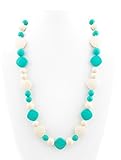 Auntie Silicone Teething Necklace - Baby Safe for Mom to Wear - BPA FREE - 2 Color Bead Combo (Blue/