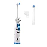 （inkint）電動歯ブラシ　子供用　かわいいキャラクター　ミニサイズ　交換用ブラシ付　操作簡単　犬さんブラシ　ワンちゃん　かわいい　歯ぐきを傷つけない　ホワイト