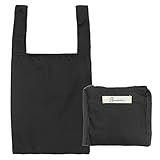 [Gran creer] 選べるM/Lサイズ〉洗える＆たためるエコバッグ 日本製 レジ袋型 ウォッシャブル ズレにくい [MADE IN JAPAN] (【M】 クレンゼ×ブラック)