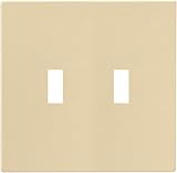 Eaton PJS2V Polycarbonate 2-Gang Screwless Toggle Switch Mid Size Wall Plate Ivory [並行輸入品]