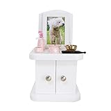 ペット仏壇 キャビネット パステルカラー ホワイト 背面取り外し可能 4寸までの骨壷収納 肉球刻印入り 仏具8点 肉球 コルクマット おりんセット ペット供養 メモリアル かわいい (ピンク)