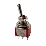 YJB PARTS バットレバー2回路2接点ミニスイッチ DPDT-6P (ON-ON-ON, クローム)