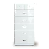 60幅 ハイチェスト 6段 【 60-6HC MVPDX 12/1 】日本製　製造元　メーカーの家具 (ホワイト)