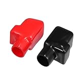 A ABSOPRO バッテリー端子絶縁カバー バッテリーターミナル 端子カバー バッテリー 端子 カバー 20mm バッテリーポストキャップ ユニバーサル 車用 バイク トラ ック マリン用 PVC レッド 黒 1ペア