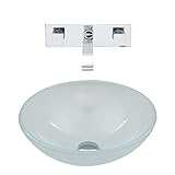 VIGO White Frost Vessel Sink and Titus Wall Mount Faucet with Pop Up, Chrome [並行輸入品]