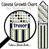 子供用キャンバスGrowth Chartマルチブルー、ネイビー、ベージュ、ブラウン、グリーンドットBaby Boy NurseryキャンバスGrowth Chart – Or You Choose C