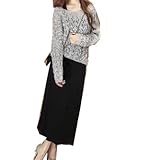 (ティアナ23)Tianna23 マタニティ シンプル ロングワンピース&ニット セット グレーXブラック XL