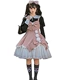 [milky time] ブラウス付き ロリータ 甘ロリ ワンピース ジャンスカ パワショル 3点セット (ピンク×ブラック)
