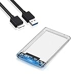 HUIKKJP USB 3.0 2.5インチ HDDケース / SSD ケース 透明シリーズ SATA 外付け ドライブ ケース ケーブル付き 5Gbps 高速データ転送 ネジ&工具不要 簡単着脱 Windows/Mac/Linux等適用