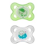 MAM Glow in the Dark Silicone Pacifiers 0-6 Months BPA FREE - Green (Styles May Vary) by MAM [並行輸入品]