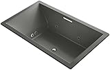 KOHLER K-1174-XH2G-58 Underscore 72-Inch x 42-Inch Drop-In Whirlpool Bubble Massage Air Bath with Ce