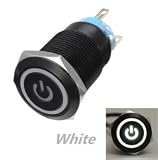 Sndy 12v 5 ピン 19 mm Led 金属プッシュボタン瞬間電源スイッチ防水スイッチ黒 - 白