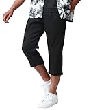 [エムアールユー] ショートパンツ メンズ 7分丈 ハーフパンツ 接触冷感 ストレッチ ドライ クロップド ブラック M