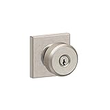 Schlage F51A BWE 619 COL Collins Trim Bowery Keyed Entry Knob, Satin Nickel [並行輸入品]