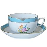 ヘレンド ティーカップ&ソーサー ローズチューリップ ブルー 200ml 手描き 724000 RTFB 00724000-RTFB [並行輸入品]