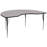 Flash Furniture XU-A4896-KIDNY-GY-H-A-GG Kidney Shaped Activity Table with Thick High Pressure Grey 