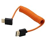 HangTon UP 角度 HDMI、8K、4Kケーブル SONY用 FX30 FX6 A9III A1 A7R5 A7IV、ルミックス G9 GH5M2、Nikon用 Z6III、Canon用 C80 R5マーク II、FEELWORLD、ポートキー LH7P LH5H、アトモス忍者 V、オレンジ編組コイルします。