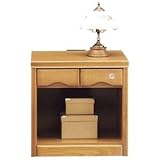 オープンナイトテーブル(サイドテーブル) 【幅50cm】 木製（天然木） 鍵付き ナチュラル 【完成品】【代引不可】