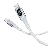 サンワダイレクト USB Type-C ケーブル PD 電力表示 機能付き PD対応 100W 急速充電 1m やわらかシリコンケーブル ホワイト 500-USB077