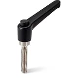 NBK 機械要素部品 プラクランプレバー(おねじ)操作ボタンつき LEMS-10-63-BK-CBK (黒)