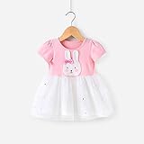 ベビー服 女の子 子供服 Pojour ワンピース 夏 うさぎドレス プリンセスドレス 子供ギフト 綿 通気 明桃色 120cm