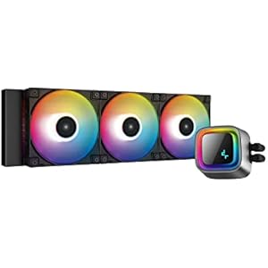 DeepCool LS720 水冷式cpuクーラー 360mm 第 4 世代デュアルチャンバーポンプ 3100RPM 300w TDP AIO クーラー デイジーチェーンファン付きアンチリーク技術 ARGB CPU ウォータークーラー インフィニティミラー AMD AM4/AM5 LGA 1700/1200 用 ブラック