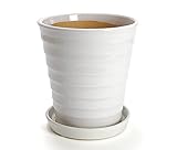 鉢 KANEYOSHI 【日本製/三河焼】 陶器 植木鉢 フラワーロード ホワイト 7号皿付