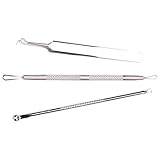 Creazy 3Pcs Stainless Facial Acne Spot Pimple Remover Extractor Tool Comedone
